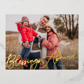 手書き文字の恵みクリスマスフォト 箔シーズンポストカード (正面)