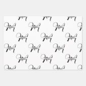 手書き文字の白黒の名モノグラムの前 ラッピングペーパーシート (正面3)