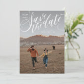 手書き文字の縦写真日付の保存 招待状 (スタンド正面)