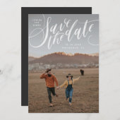 手書き文字の縦写真日付の保存 招待状 (正面/裏面)