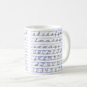 手書き文字の英語のアルファベット図 コーヒーマグカップ (正面右)