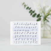 手書き文字の英語のアルファベット図 ポストカード (スタンド正面)
