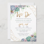 手書き文字のScript & Succulentの「We Do 結婚」 招待状 (正面)