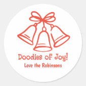 手書き文字よくはしゃぐ書きドードルホリデイ ラウンドシール (正面)