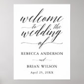 手書き文字エレガントなウェディングウェルカムサイン ポスター (正面)