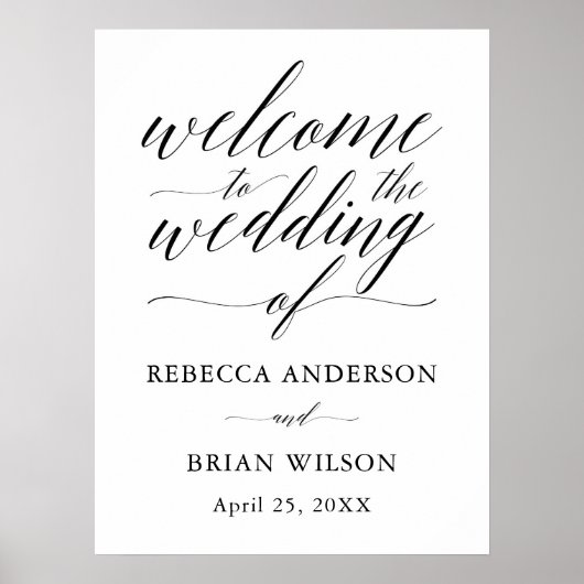 手書き文字エレガントなウェディングウェルカムサイン ポスター (正面)