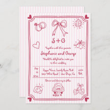 手書き文字ドードルピンクのQRコード結婚の