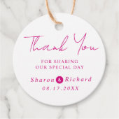 手書き文字マゼンタサンキュー結婚ズ フェイバータグ (正面)