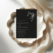 手書き文字モダン書き結婚黒 招待状