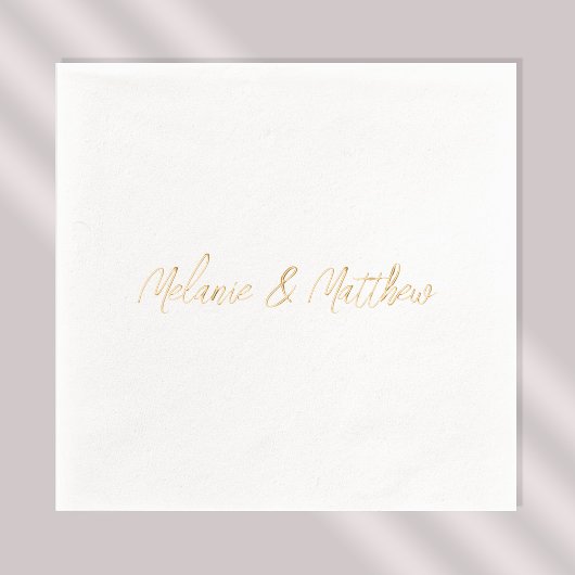 手書き文字モノグラム名モダン金ゴールド 箔ナプキン