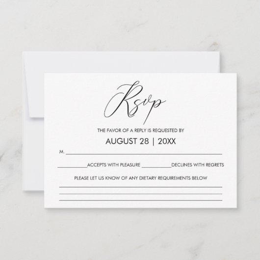 手書き文字書道結婚式RSVP 出欠カード (正面)