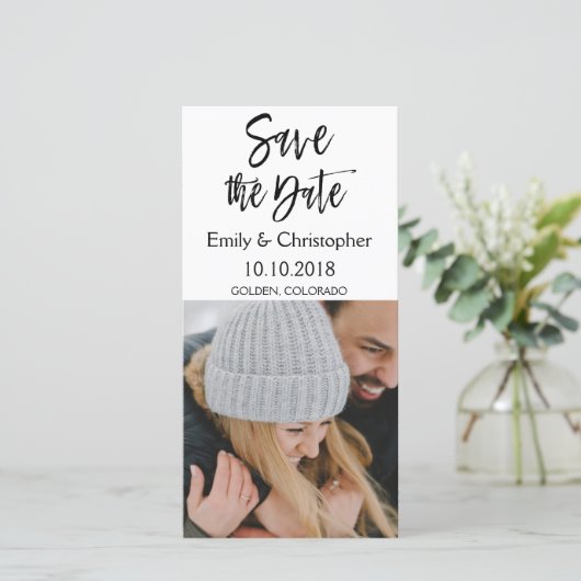 手書き文字結婚式の日付の写真を保存 セーブザデート (スタンド正面)