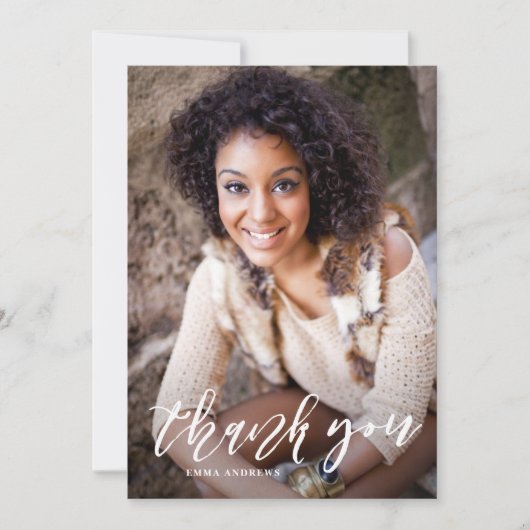 手書き文字縦型卒業ありがとう サンキューカード (正面)