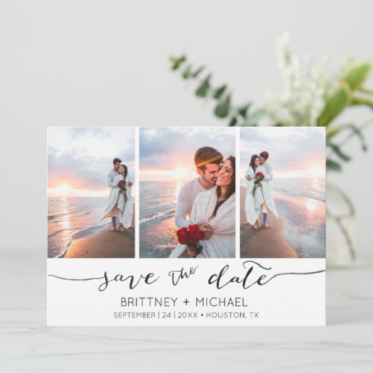 手書き文字3イメージホワイト セーブザデート (スタンド正面)