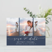 手書き文字3画像ネイビーブルー セーブザデート (スタンド正面)