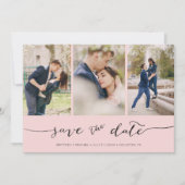 手書き文字3画像赤面ピンク セーブザデート (正面)