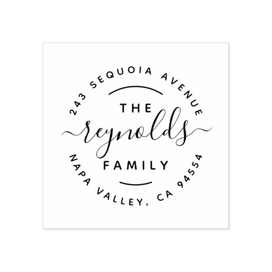 手書き文字 |ファミリ名差出人住所 ラバースタンプ (インプリント)