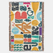 手書き文字：ヴィンテージシームレスデザイン。 スローブランケット (正面縦)