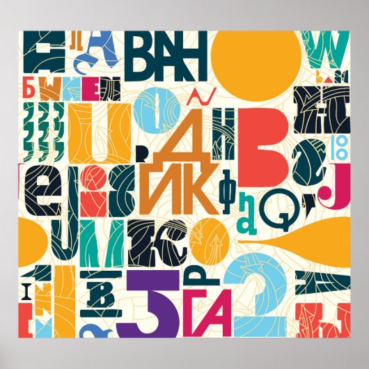 手書き文字：ヴィンテージシームレスデザイン。 ポスター (正面)