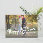 手書き文字Happy New Year Holiday Photo シーズンカード (スタンド正面)