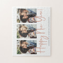 手書き新年の銅バラ金ゴールド大理石 ジグソーパズル