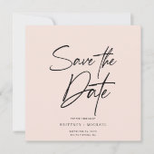 手書き日付保存赤面ピンク 招待状 (正面)