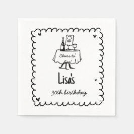 手書き書きカクテル30th, 40th誕生日 スタンダードカクテルナプキン