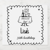 手書き書きカクテル30th, 40th誕生日 スパークリングワインラベル (シングルラベル)