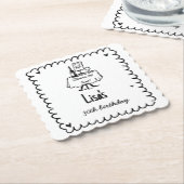 手書き書きカクテル30th, 40th誕生日 ペーパーコースター (アングル)