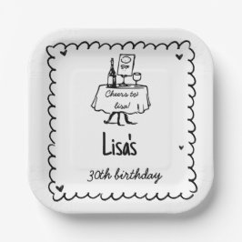 手書き書きカクテル30th, 40th誕生日 ペーパープレート