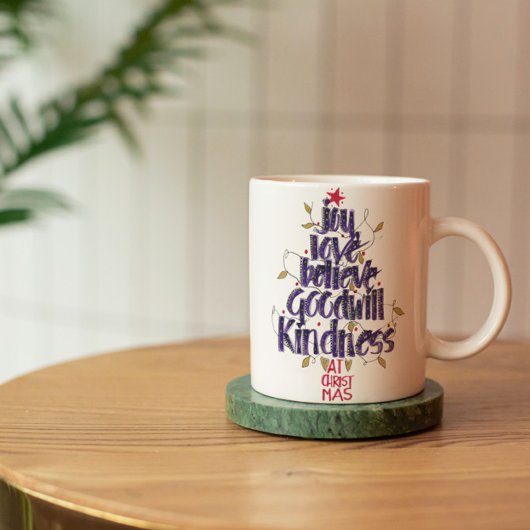 手書き書きクリスマスツリー コーヒーマグカップ