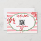 手書き書フ予測できなレームQRコード結婚s 出欠カード (正面)