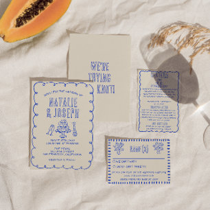 手書き書書きの予測できなレトロ結婚の 招待状