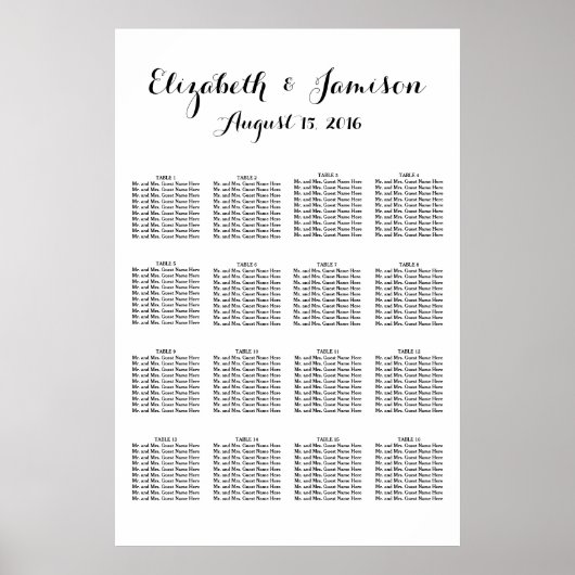 手書き書結婚道座席表 ポスター (正面)