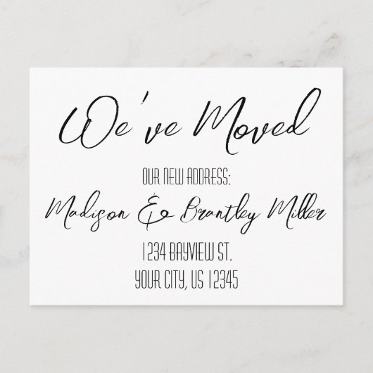 手書き書道の新しいアドレス引越しポストカー ポストカード (正面)