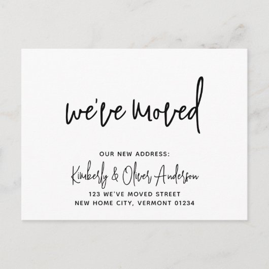 手書き書道の新しい住所の移動 案内ポストカード (正面)