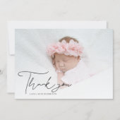 手書き書道写真新生児ありがとう サンキューカード (正面)