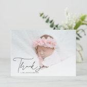 手書き書道写真新生児ありがとう サンキューカード (スタンド正面)