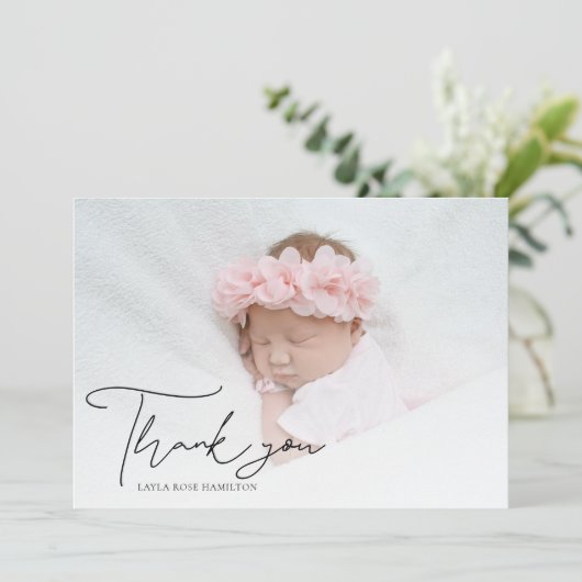 手書き書道写真新生児ありがとう サンキューカード (スタンド正面)