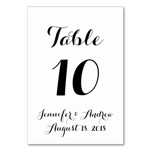 手書き書道結婚のテーブルカード テーブルナンバー (正面)