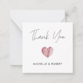 手書き書道赤いハートありがとう ノートカード (正面)