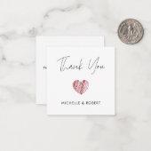 手書き書道赤いハートありがとう ノートカード (正面/裏面インサイチュ)