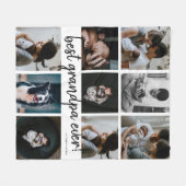 手書き最高のGrandpa Ever 9フォトコラージュ フリースブランケット (正面(横))