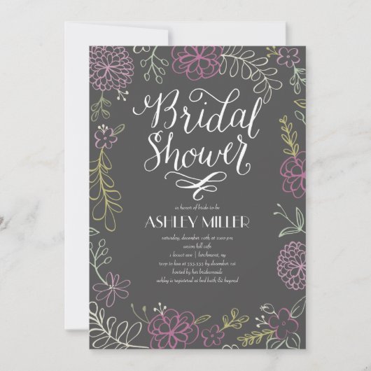 手書き植物学 |ブライダルシャワー 招待状 (正面)