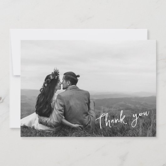 手書き植物緑2枚の写真ありがとう 案内状 (正面)