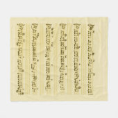 手書き楽曲曲ノートアンティークアイボリー フリースブランケット (正面(横))