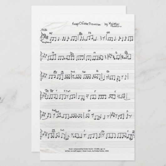 手書き楽譜文房具 便箋 (正面/裏面)