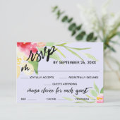 手書き水彩フローラメニュー選択ラベンダー 出欠カード (スタンド正面)