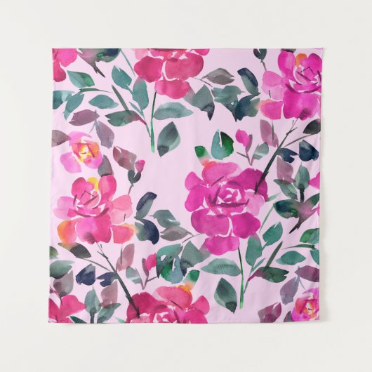 手書き水彩華バラ。フローラ タペストリー (正面)