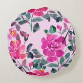 手書き水彩華バラ。フローラ ラウンドクッション (裏面)